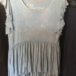 Elfarrow top, size small, distressed blue